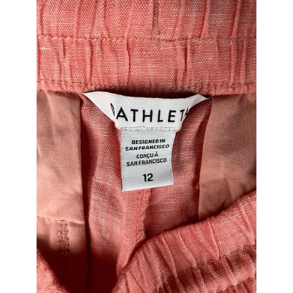 Athleta Retreat Linen Pant Coral Womens Size 12 Lightweight Elastic Waist - Picture 5 of 15